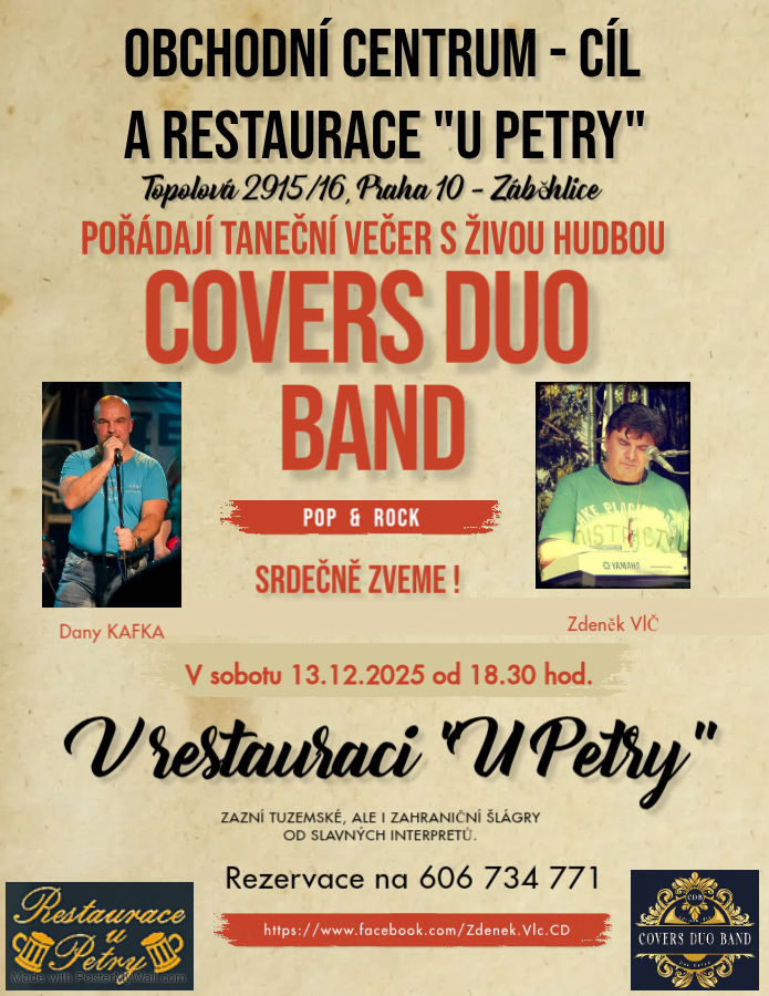 Taneční večer s živou Hudbou Covers duo band